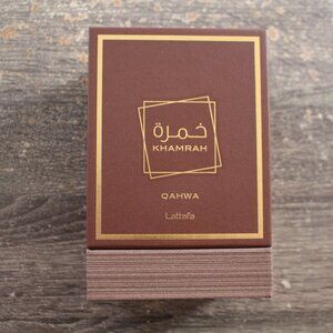 Lattafa Khamrah Quahwa perfume box